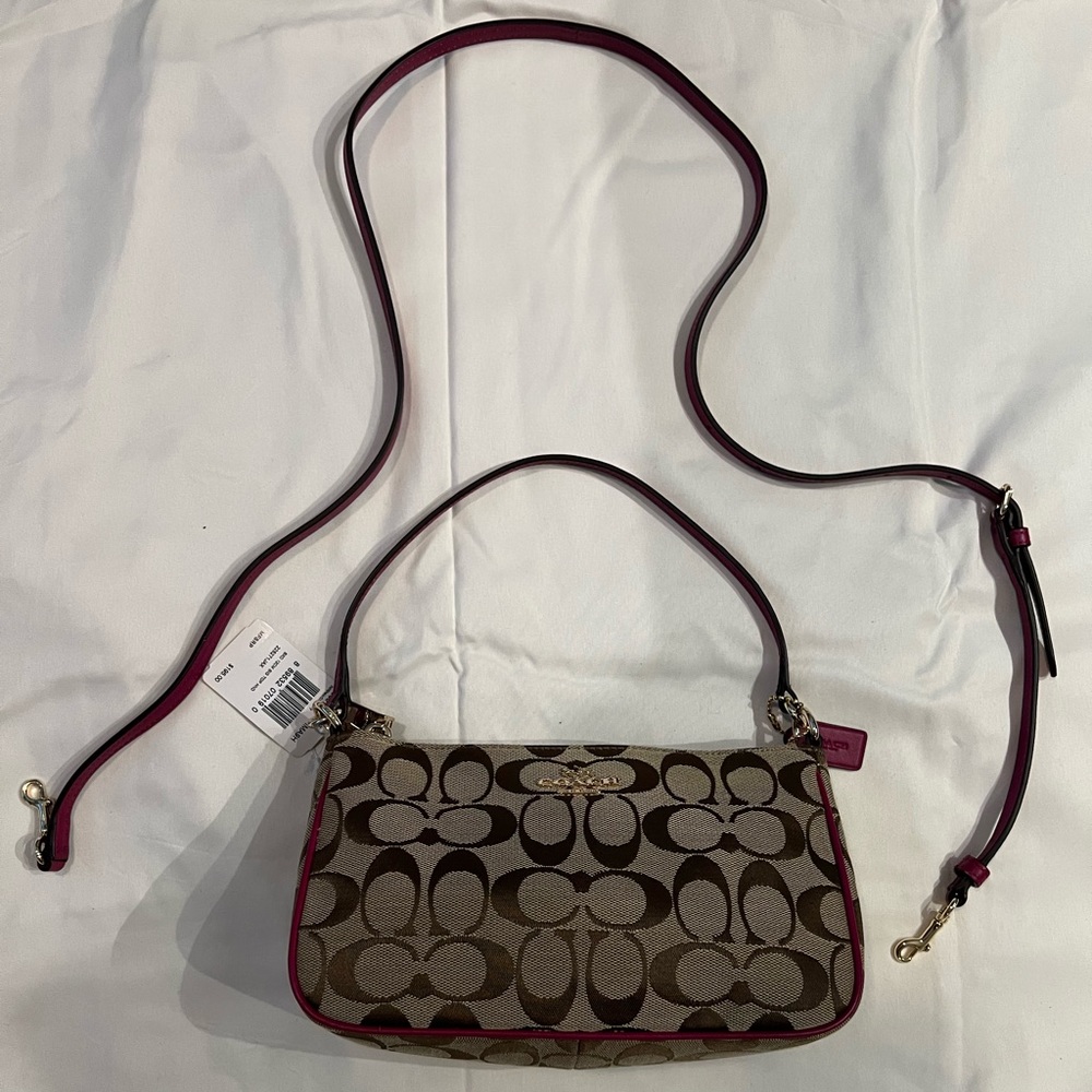 Brown and pink coach handbag